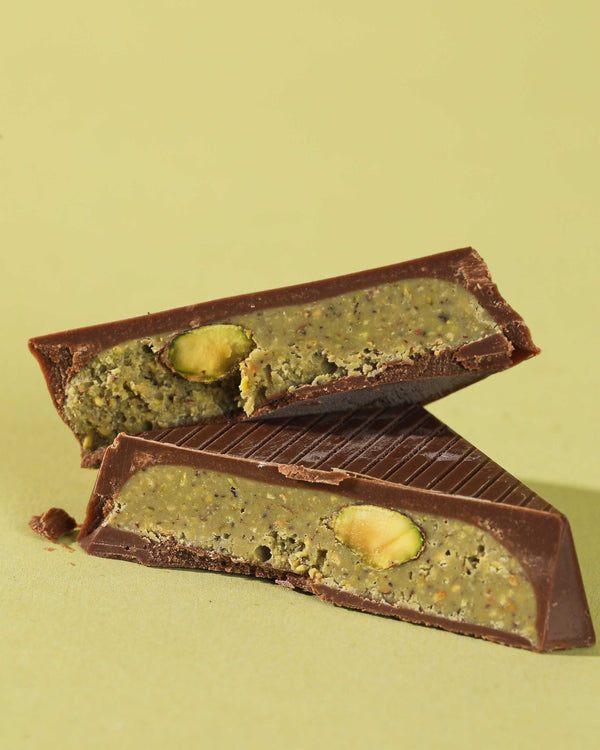 Carré de Chocolat au Lait avec Pâte de Pistache La pistacherie