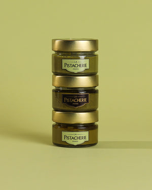 Trio pistache - Crème - Pâte - Praliné